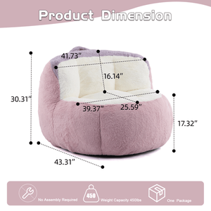 Poltrona Sacco Oversize in Pelliccia Sintetica Multicolore, Grande Divano Chaise Longue per Soggiorno, Consegna Rapida, Nessun Montaggio Richiesto, per Esterni - Product Image 2