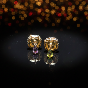 Boucles d'oreilles cocktail jaunes de 4 pouces (10 mm) avec CZ, 12 g, en argent sterling 925 plaqué or 18 carats, bijoux de soirée, cadeau - Product Image 5