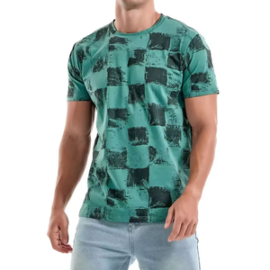 T-shirts d'été pour hommes en popeline de polyester/coton imprimée, respirants, coupe classique, décontractés, manches courtes - Product Image 2