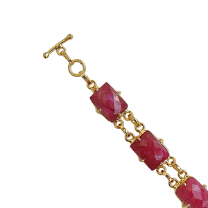 Sustainable Recycled Brass <b>Bracelet</b> Gold Plated Red Gemstone Jewelry - Product Image 5