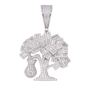 Colgante Money Tree de Moissanita, Chapado en Rodio, Plata 925, Corte Baguette, Micro Pavé, Diseño de Lujo, Unisex, para Uso Diario - Product Image 2