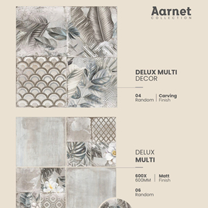 กระเบื้องพอร์ซเลนลายแกะสลักแบบด้านทันสมัย ขนาด 600x600 มม. (24x24 นิ้ว) กระเบื้องเซรามิกเคลือบวิทริฟายด์สำหรับปูพื้นภายในห้องนั่งเล่นและห้องครัว - Product Image 1