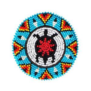 Applique brodée géométrique colorée en perles, patch rond en perles de rocaille, embellissement décoratif fait main pour vêtements et sacs - Product Image 1