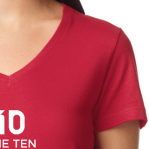 Camiseta de Cuello en V para Mujer, Roja, de Algodón Suave, Informal, de Manga Corta, Cómoda, Básica, Personalizable, Venta al Por Mayor para Damas - Product Image 6
