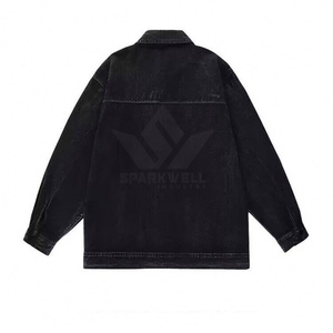 Men's Black Washed Denim <b>Trucker</b> <b>Jacket</b> Button Closure Long Sleeve Regular Fit Casual Jean <b>Jacket</b> for Spring and Autumn - Product Image 3