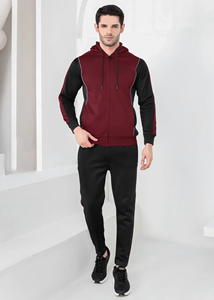 Ensemble de survêtement homme slim fit en coton et polyester, sweat à capuche zippé et pantalon de jogging respirant et extensible pour la gym et l'entraînement - Product Image 5