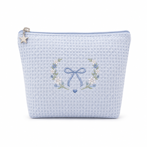 Custom Embroidered Beauty Branded logo Waffle Makeup Pouch Cosmetic <b>Bag</b> - Product Image 3