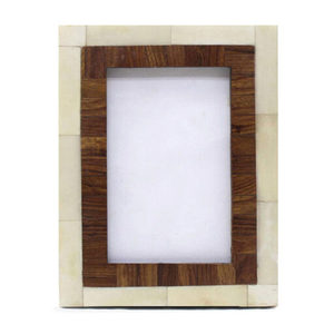 Rustic Handcrafted Bone Inlay Wooden Rectangle Vertical <b>Photo</b> <b>Frame</b> with Custom Sizes Available in Elegant White by REHMAN CRAFT - Product Image 2