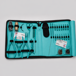 Kit d'outils pour extensions capillaires couleur personnalisée, comprenant des micro-anneaux, des perles en acier, des pinces, des ciseaux et des outils de retrait pour extensions de cheveux naturels - Product Image 1