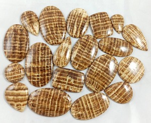 อะราโกไนต์สีน้ำตาลธรรมชาติ รูปทรงและขนาดคละแบบ คาโบชอง พลอยบำบัด สำหรับทำเครื่องประดับ ขัดเงา หุ้มลวด - Product Image 2