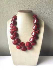 Collier ras du cou en résine perlée fait main, rose, écologique, pour la Saint-Valentin et Noël, bijou fantaisie tendance et élégant - Product Image 2