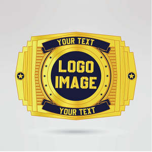 <b>Gold</b> Championship <b>Belt</b> with Custom Text & Logo Design Leather Material Four Side Plates-Martial Arts Title <b>Belt</b> - Product Image 2
