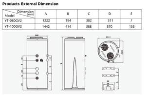 Bomba de Calor Sunrain R290 R134a Todo en Uno, Bomba de Calor Vertical y Horizontal de Montaje en Pared, Calentador de Agua de 60L 80L 100L con Certificación CE CB ERP - Product Image 5
