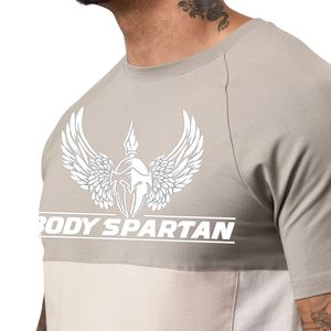 Camiseta Deportiva de Manga Corta para Hombre, con Paneles en Contraste, Color Beige, Transpirable, Ligera, para Gimnasio, Entrenamiento, Running y Fitness - Product Image 3