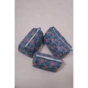 Pochette à maquillage en coton à fleurs, trousse de toilette, trousse de toilette à fermeture éclair, organiseur de voyage, cadeau pour elle - Product Image 5