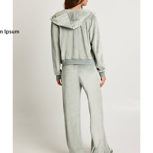 Conjunto Deportivo de 2 Piezas para Mujer, Estilo Europeo, Transpirable, Chaqueta de Velour Ajustada con Cremallera de Manga Larga y Pantalones Largos - Product Image 2