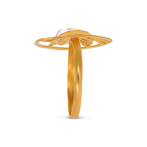 Bague ronde élégante en or plaqué or avec émail blanc et orange motif lys calla pour femme – Bijou de mode raffiné - Product Image 3