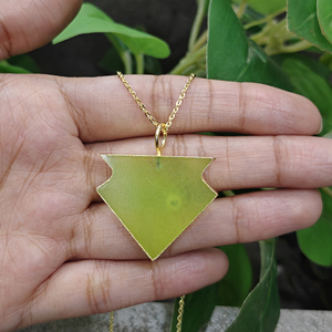 Fashion jewelry <b>necklaces</b> jade turquoise gemstone arrowhead pendant with cz accents 18k gold plated geometric <b>statement</b> <b>necklace</b> - Product Image 6