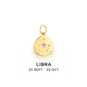 Colgante de Moneda del Zodíaco Capricornio Bañado en Oro con Cristal Rosa (Piedra de Nacimiento), Dije Redondo de Horóscopo para Joyería de Collar - Product Image 4