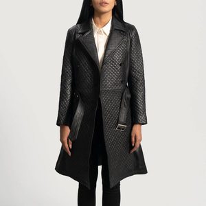 Women's Long Real Leather <b>Thick</b> Breathable Trench <b>Coat</b> Double Breasted Notched Collar Windproof Casual Outerwear <b>Winter</b> Solid - Product Image 1