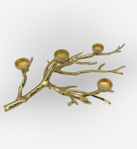 Vente chaude Bougeoir en métal doré de style antique, support de bougie chauffe-plat en forme de branche d'arbre, décoration de Noël et de Pâques pour la maison - Product Image 4