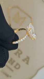 Bague pavée ovale en diamant de laboratoire, très demandée, pour femme, certifiée IGI, en or 10K, 14K, 18K, avec diamant de laboratoire VVS, bijou de fiançailles - Product Image 2