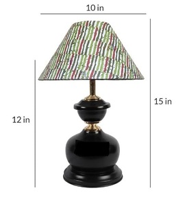 Luxury Black Wooden Table <b>Lamp</b> with Printed Fabric Lampshade Modern Decorative Bedside Desk <b>Lamp</b> for Living Room Bedroom Home - Product Image 6