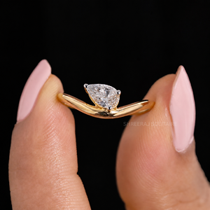 Pear Lab Grown <b>Diamond</b> 0.50 Carat Curved Solitaire <b>Ring</b> for Women 925 Silver 14K/18K Gold Gift Jewelry - Product Image 2