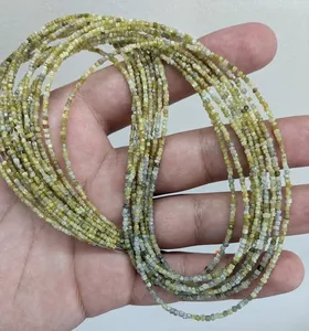 Perles de diamant carrées jaunes 100 % naturelles, brutes, personnalisées, non taillées, 15 pouces de long, 2-3 mm, fournitures de fabrication de bijoux naturels - Product Image 3