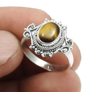 แหวนเงินแท้ 925 ขายดีที่สุด ชุบออกซิไดซ์ ประดับพลอยตาเสือธรรมชาติทรงรี ดีไซน์ยูนิเซ็กซ์ เครื่องประดับสไตล์โบฮีเมียน - Product Image 3