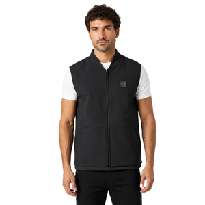 Gilet de travail pour homme en softshell noir personnalisé, entièrement zippé, multi-poches, coupe-vent sans manches, style décontracté chic - Product Image 1