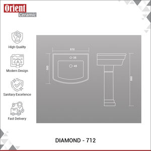 Lavabo de pedestal de cerámica blanca de un solo orificio de primera calidad para uso doméstico, suministro al por mayor desde India - Product Image 3