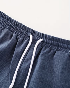 Men's Solid Color Short Sleeve Shirt Shorts Set Breathable Woven Knitted Quick Dry Summer Casual Wear Drawstring Lounge Outfit - Product Image 4