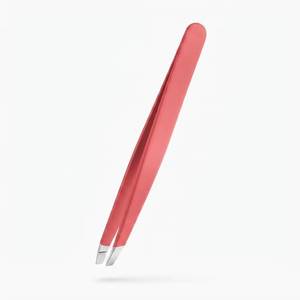 Pinzas para Pestañas Morje de Acero Inoxidable Quirúrgico de Precisión, con Punta Serrada y Lisa, Color Rosa Coral - Product Image 1