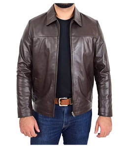 2026 Latest High Street Style Men's Cow Skin Leather Jacket Winter Solid Breathable <b>Sherpa</b> <b>Lined</b> Fur Trimmed Popular Simple - Product Image 3