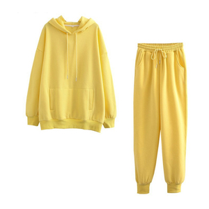 Conjunto Deportivo de Otoño Invierno para Mujer, Dos Piezas, Color Sólido, Sudadera con Capucha de Felpa, Ropa Casual, Sudadera con Capucha y Pantalones Largos - Product Image 6
