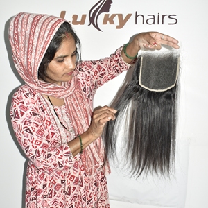 Extensions de cheveux humains indiens vierges bruts 100 % naturels, non traités, de qualité supérieure, avec closure, cuticules alignées, aspect naturel, vente en gros - Product Image 4