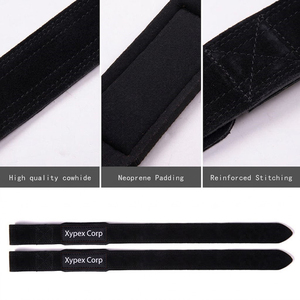 Sangles de musculation en cuir de vachette personnalisables avec logo, robustes, légères, souples, pliables, réglables et antidérapantes pour la musculation et le powerlifting - Product Image 3