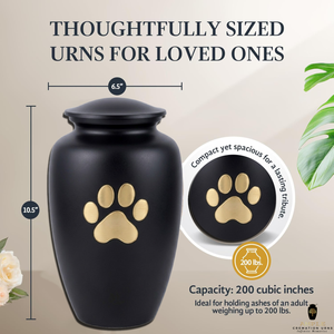 Minimal Paw Print Aluminum Pet Urn for Ashes 220 Cubic Inch Eco-Friendly Cremation <b>Memorial</b> for Dogs & <b>Cats</b> - Product Image 4