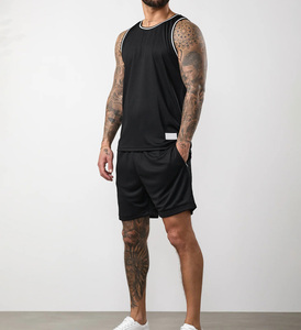 High Quality OEM Custom Men's Black & <b>white</b> Contrast Tank Top and Shorts <b>Set</b>- <b>2</b> <b>Piece</b> Gym Sportswear Breathable Eco-Friendly <b>Set</b> - Product Image 1