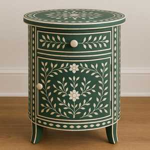 Handmade Eco-Friendly Bone Inlay Modern Round Side End <b>Table</b> for Baptism - Product Image 1