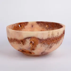 Cuenco de piedra artesanal, centro de mesa de piedra natural, ónix de alta gama hecho a mano, accesorio decorativo de lujo pulido, precio al por mayor - Product Image 2