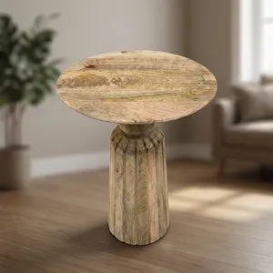 Mesa de Centro Redonda Moderna de Mármol con Base Acanalada, Muebles Hechos a Mano para Sala de Estar - Product Image 3