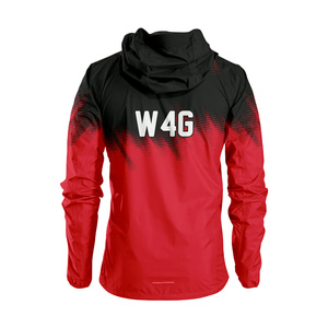 Custom Hooded Windbreaker <b>Jacket</b> <b>Men</b> Red Black Sublimation Print Custom Front Logo Zipper Patten Sporty <b>Summer</b> Thin - Product Image 3