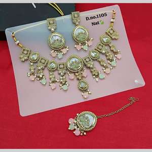 Gold Plated Fine Jewelry <b>Set</b> with <b>Crystal</b> Stone and Pearls 11151660PGR Necklace - Product Image 1