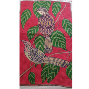 Tapisserie Bohème Rouge Cachemire Aari Broderie Main Lavable Oiseaux Colorés Décoration Murale pour Anniversaire Maison Hôtel Cadeau - Product Image 1