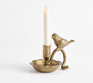 Porte-bougie en aluminium Golden Bird, résistant à l'eau et à la chaleur, décoratif pour la maison, accent lumineux de table - Product Image 2