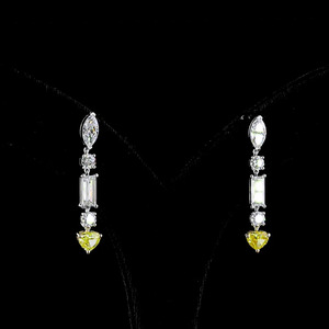 Pendientes de diamantes cultivados en laboratorio de múltiples formas, con diamantes amarillos vivos en forma de corazón y diamantes de fantasía, en oro de 10K, 14K, 18K y plata 925, 935. - Product Image 1