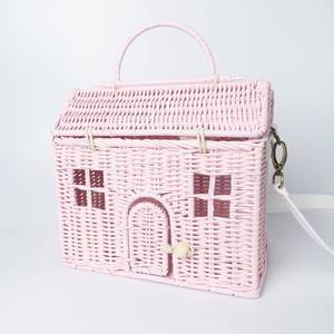 Panier en rotin pour enfants, forme maison, vente chaude, paniers naturels pour tout-petits, accessoires de pique-nique et de plage - Product Image 3