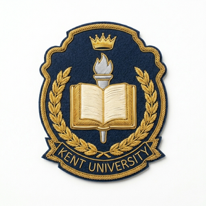 Private Label Hand Embroidered Bullion Badge Custom Country Club Crest Gold Wire Corporate Blazer Patch Executive Emblem Bulk - Product Image 1